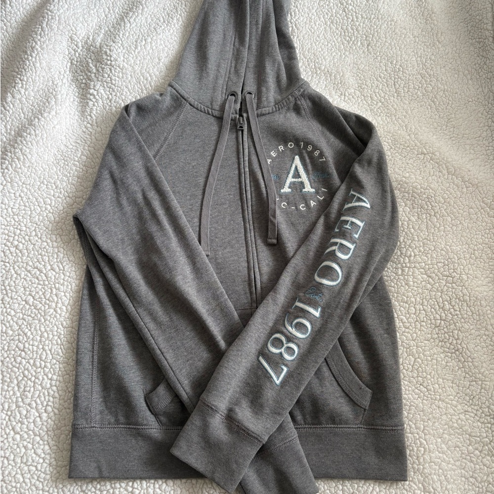 Aeropostale Charcoal Zip-Up Hoodie